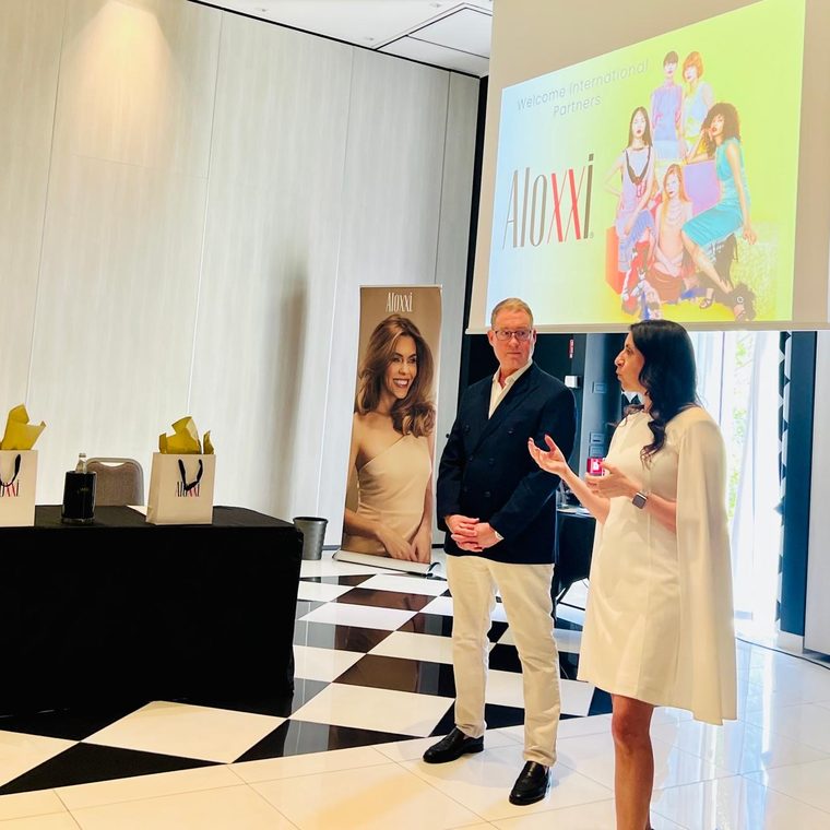 Jessica speaking at a brand event