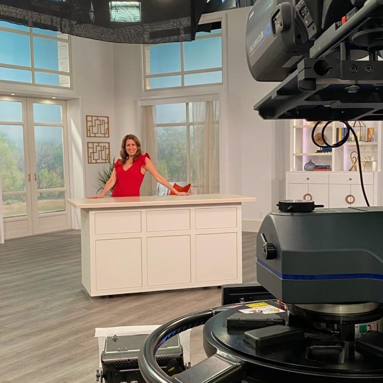 Jessica on the HSN set during a live broadcast
