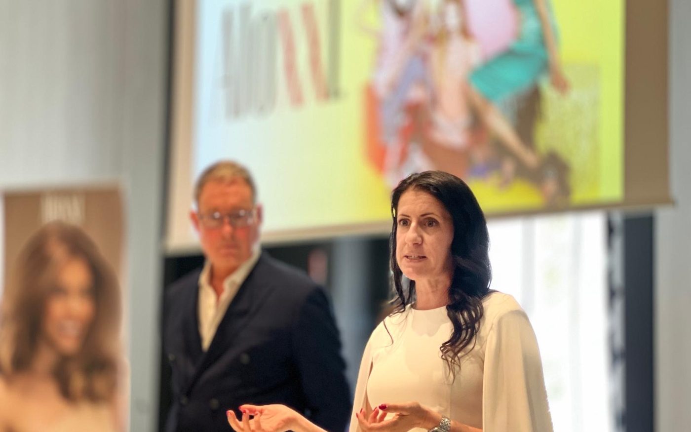 Jessica teaching at a brand education event
